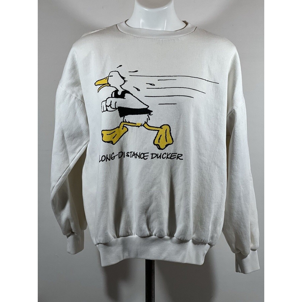 The Company Store XL White Long Distance Ducker Graphic Print Sweatshirt Men